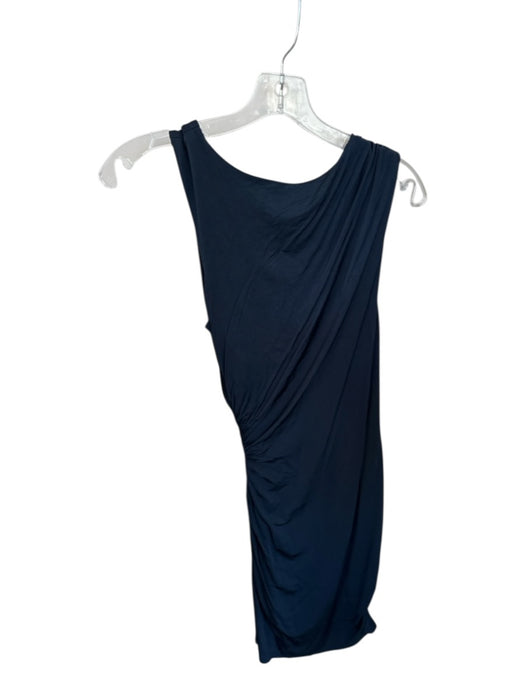 Cue Size 10 Navy Viscose Sleeveless Gathered Side Dress Navy / 10