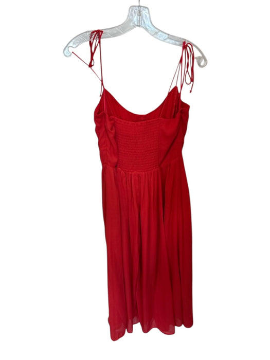 Abercrombie & Fitch Size M Red Polyester Tie Straps Buttons Maxi slit Dress Red / M