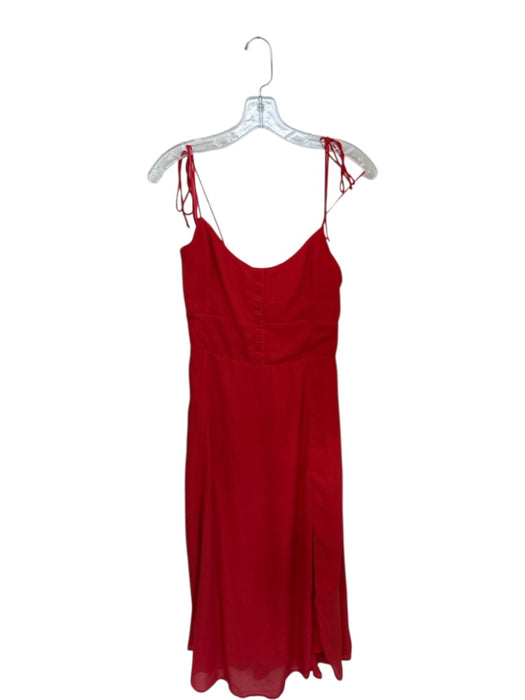 Abercrombie & Fitch Size M Red Polyester Tie Straps Buttons Maxi slit Dress Red / M