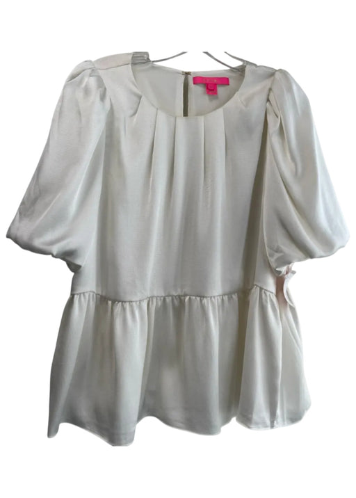 Lilly Pulitzer Size 12 White Polyester Key Hole Back Short Sleeve Round Neck Top White / 12