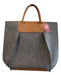 Garf Lantz Brown & Grey Leather Upper Wool Square Shoulder Strap Tote Bag Brown & Grey / M