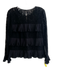 J Crew Size 4 Black Viscose Blend Lace Long Sleeve Tiered Pleats Top Black / 4