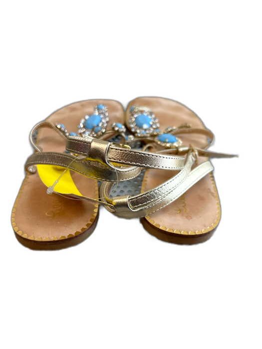 Lily Pulitzer Shoe Size 8.5 Gold Leather Embellished Rhinestone Strappy Shoes Gold / 8.5