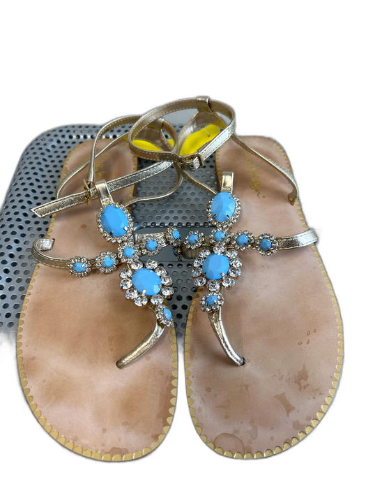 Lily Pulitzer Shoe Size 8.5 Gold Leather Embellished Rhinestone Strappy Shoes Gold / 8.5