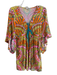 Trina Turk Size L Orange & Multi Nylon Blend Batwing Pasley Drawstring Coverup Orange & Multi / L