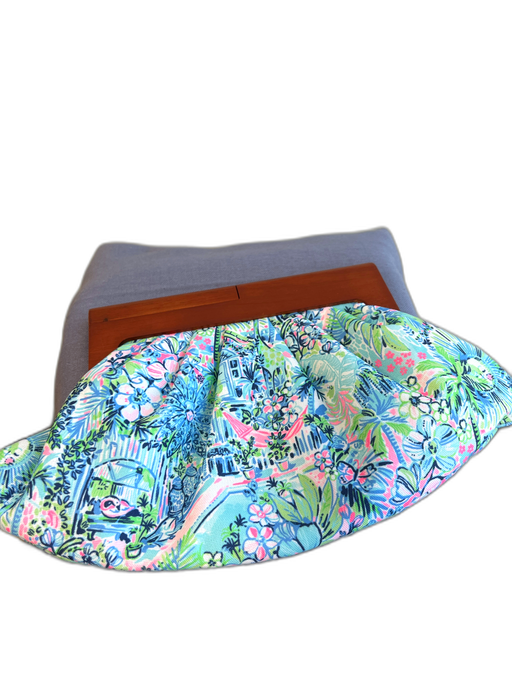 Lilly Pulitzer Polyester Wood Tropical Logo Emblem Clutch Purse