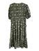 Anna Cate Size L Green Cotton Abstract V Neck Puff 1/2 Sleeve Dress Green / L