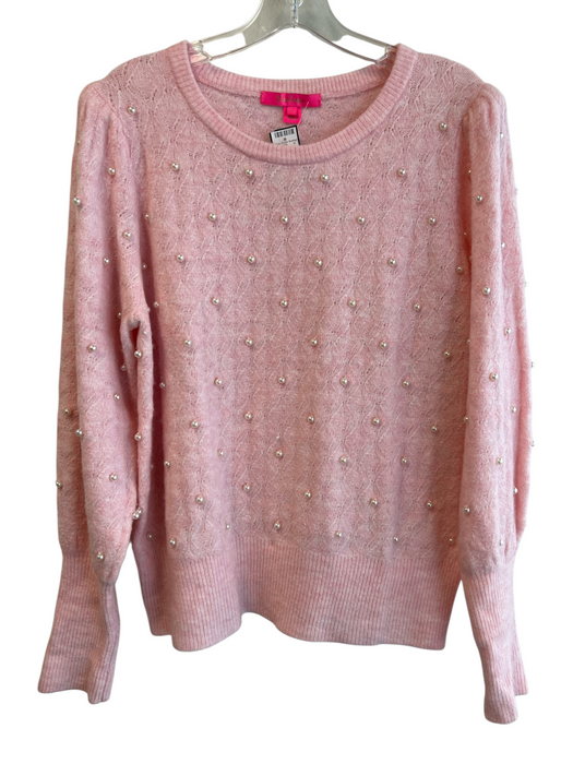 Lily Pulitzer Size L Pink No Fabric Tag Knit Round Neck Pearls Sweater Pink / L