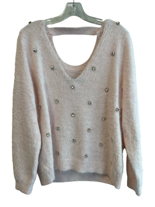 Lily Pulitzer Size L Pink Nylon Blend Knit Open neck Heart Detail Sweater Pink / L