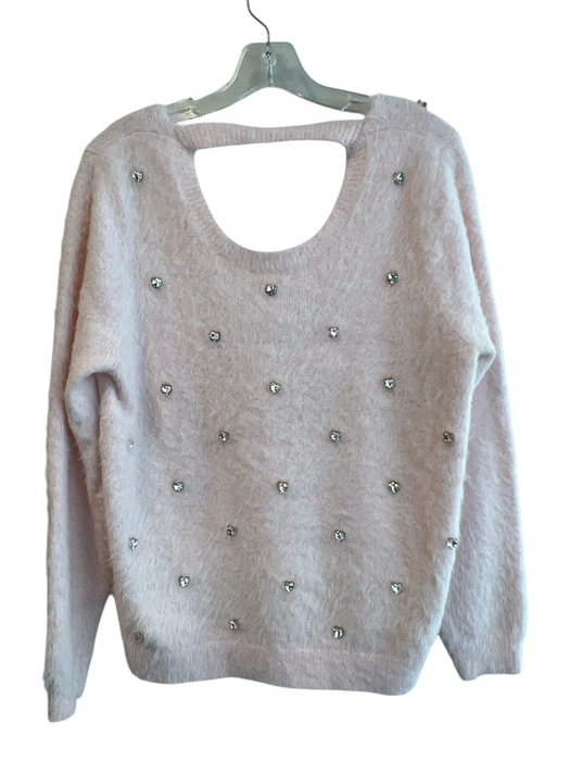 Lily Pulitzer Size L Pink Nylon Blend Knit Open neck Heart Detail Sweater Pink / L