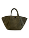 EAM Forever Green Polyurethane Suede Top Buckle Snap Button Bag Green