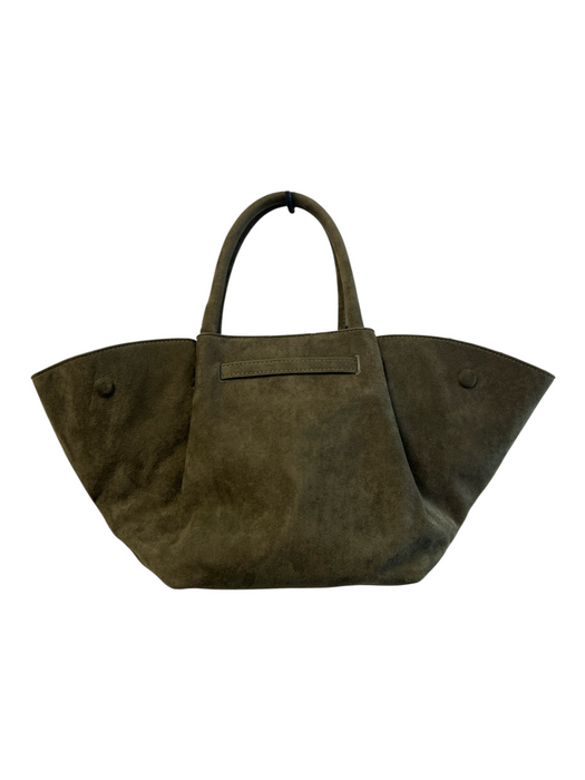 EAM Forever Green Polyurethane Suede Top Buckle Snap Button Bag Green