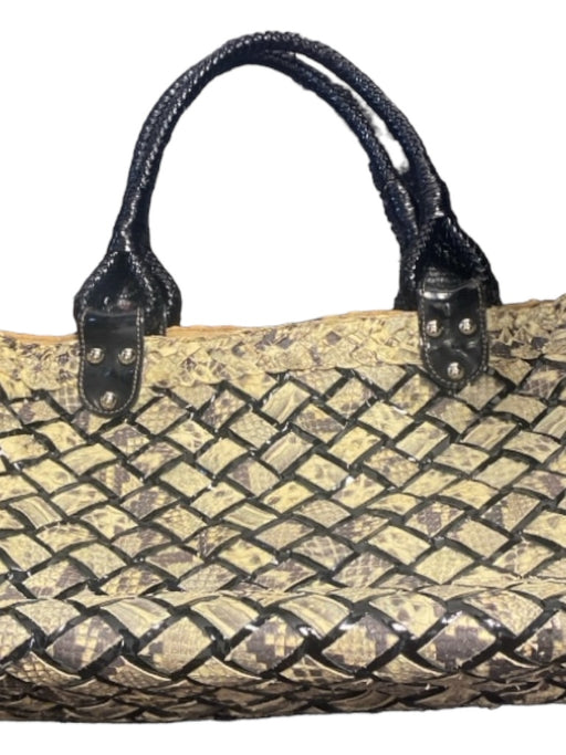 Casteralli Milano snake print snake & patent Leather Woven Detail Tote Large Bag snake print