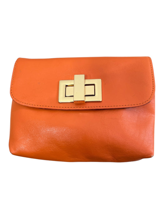 Rowallan Tangerine Leather Cross Body Gold Hardware Lock Clasp Zip Pocket Bag Tangerine / S