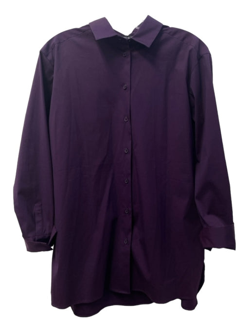 Lafayette 148 Size Small Eggplant Cotton Long Sleeve Button Down Collared Shirt Eggplant / Small