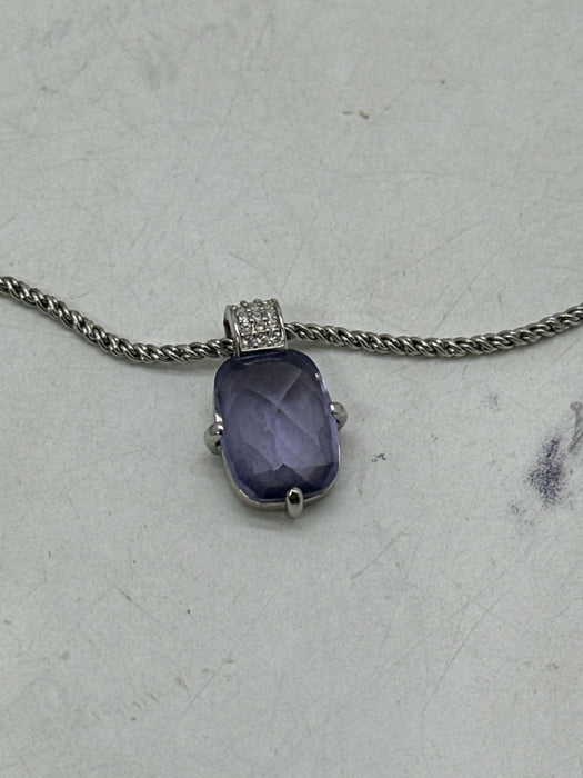 Swarovski Silver & Purple Metal Snap Closure Faceted Rhodium Plated Necklace