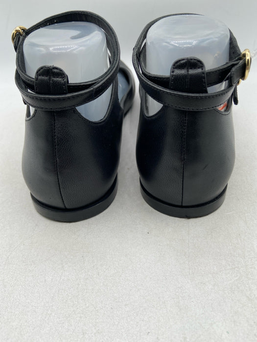 Max Mara Shoe Size 38.5 Black Leather Ankle Buckle Round Almond Toe Flats Shoes