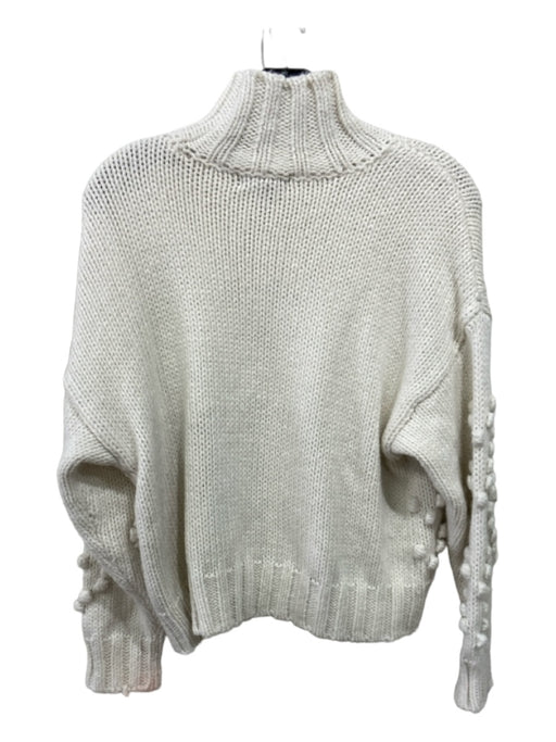 Aqua Size M White Acrylic & Nylon Blend Heart Motif Turtleneck Sweater White / M