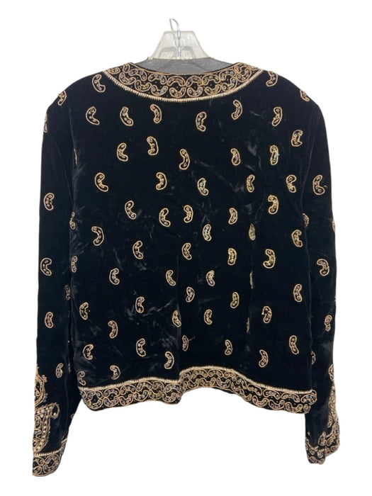 Leslie Fay Size L Black & Gold Velvet Embroidered Jacket Black & Gold / L