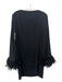 Nanette Lepore Size 10 Black Triacetate Blend Marabou Trim Square Neck Dress Black / 10