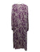 Alexis Size Small Purple, Cream & Black Cupro Blend Long Sleeve Wrap Maxi Dress Purple, Cream & Black / Small