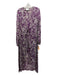 Alexis Size Small Purple, Cream & Black Cupro Blend Long Sleeve Wrap Maxi Dress Purple, Cream & Black / Small