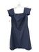 Rebecca Taylor Size 8 Navy Cotton Blend Off Shoulder Fray Detail Back Zip Dress Navy / 8