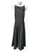 Tahari Size 10 Olive Green Acetate Blend Metallic Spaghetti Strap Sash Inc Gown Olive Green / 10