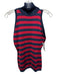 Michael Kors Size P Navy Blue & Red Silk Sleeveless Stripe Turtleneck Top Navy Blue & Red / P
