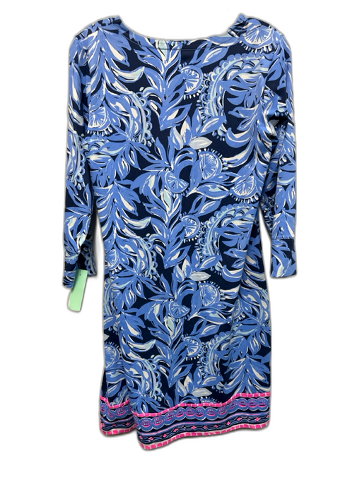 Lilly Pulitzer Size M Blue, Pink, White Nylon Blend V Neck Geometric Shift Dress Blue, Pink, White / M
