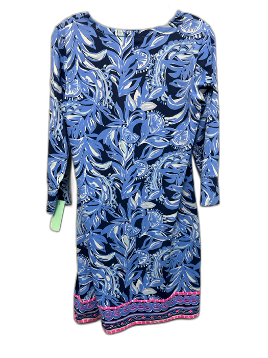 Lilly Pulitzer Size M Blue, Pink, White Nylon Blend V Neck Geometric Shift Dress Blue, Pink, White / M