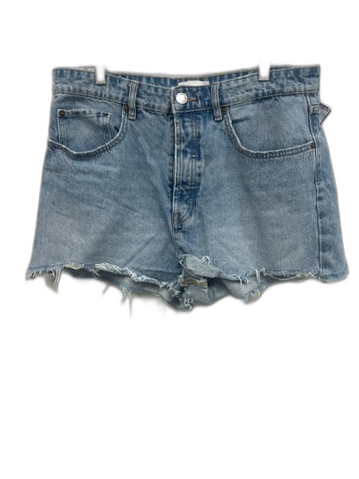 Zara Size 12 Light Wash Denim Button Closure Raw Hem Pockets Shorts Light Wash / 12