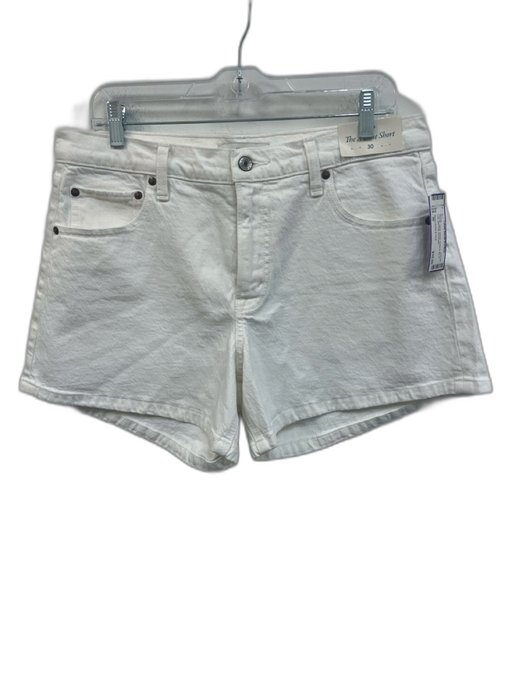 Abercrombie & Fitch Size 30 White Denim Button & Zip A Line Mid Rise Shorts White / 30