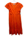 Crosby Size M Orange Cotton Split Neck Ruffle Cap Sleeve Midi Pleats Dress Orange / M