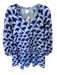 J. Marie Size XS Indigo Poly Silky Puff Sleeve V Neck Tie Front Dress Indigo / XS