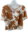 Crosby Size M Brown & White Viscose Short Sleeve Ruffle Floral Top Brown & White / M