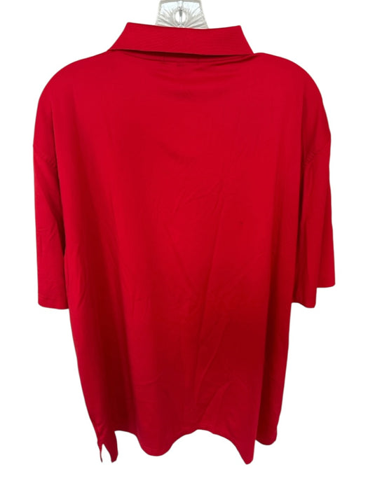 Peter Millar Size XL Red Polyester Blend UGA Quarter Button Athletic Men's Polo Red / XL