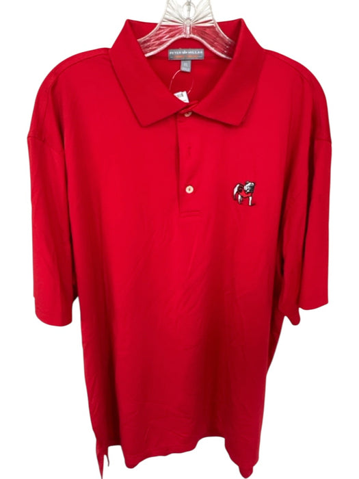 Peter Millar Size XL Red Polyester Blend UGA Quarter Button Athletic Men's Polo Red / XL