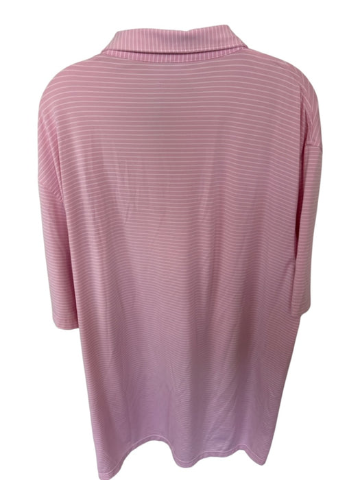 Peter Millar Size XL Pink & White Polyester Blend Stripe Quarter Button Polo Pink & White / XL