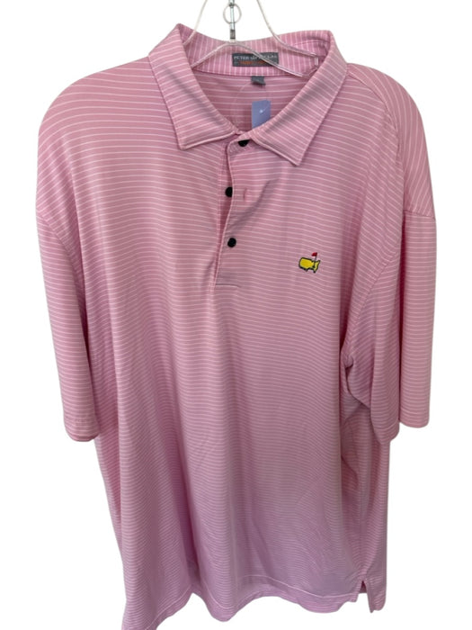 Peter Millar Size XL Pink & White Polyester Blend Stripe Quarter Button Polo Pink & White / XL