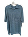 Peter Millar Size XL Green & Blue Polyester Blend Stripe Quarter Button Polo Green & Blue / XL