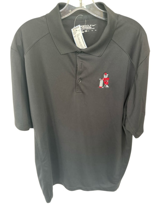 Nike Size XL Black Polyester UGA Quarter Button Athletic Men's Polo Black / XL