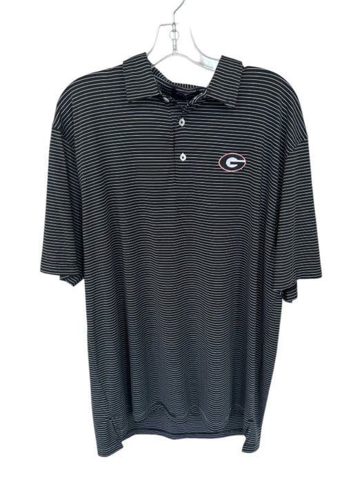 Byron Heloon Size XL Black & White Polyester Blend Striped Quarter Button Polo Black & White / XL