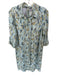 J Mclaughlin Size L Blue & Yellow Nylon Blend Button Up Front Pocket Midi Dress Blue & Yellow / L