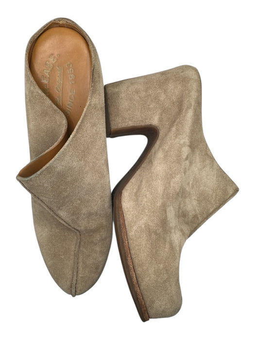 Cork-Ease Shoe Size 10 Khaki Suede square heel Stitching Detail Open Back Clogs Khaki / 10