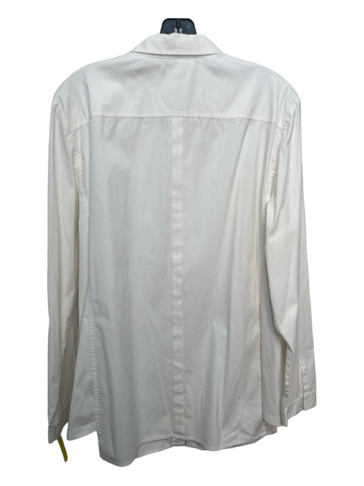 Lafayette 148 Size 16 White Cotton Collared Button Up Long Sleeve Top White / 16