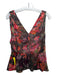 Careste Size 2 Red Black Green Rose Petal Abstract Sleeveless V Neck Top Red Black Green / 2