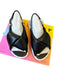 4CCCCEES Shoe Size 38 Black & White Leather Rubber Sole Crossover Sandals Black & White / 38