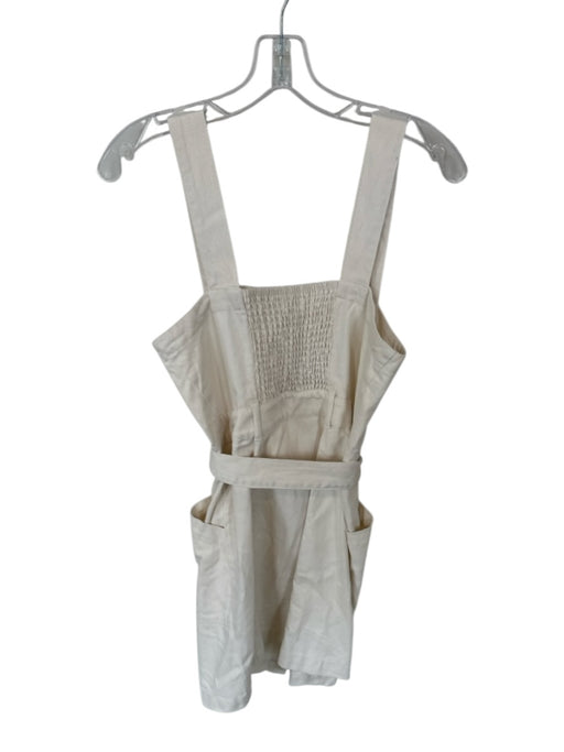 Habitual Size S Cream Cotton Blend Sleeveless Denim Buttons Belted Dress Cream / S