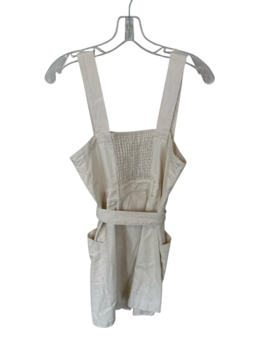 Habitual Size S Cream Cotton Blend Sleeveless Denim Buttons Belted Dress Cream / S